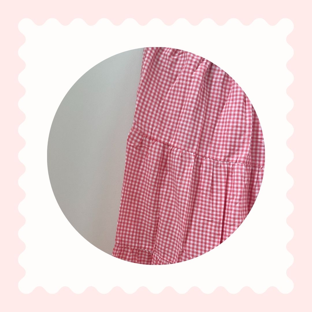 Pink Gingham Midi Skirt