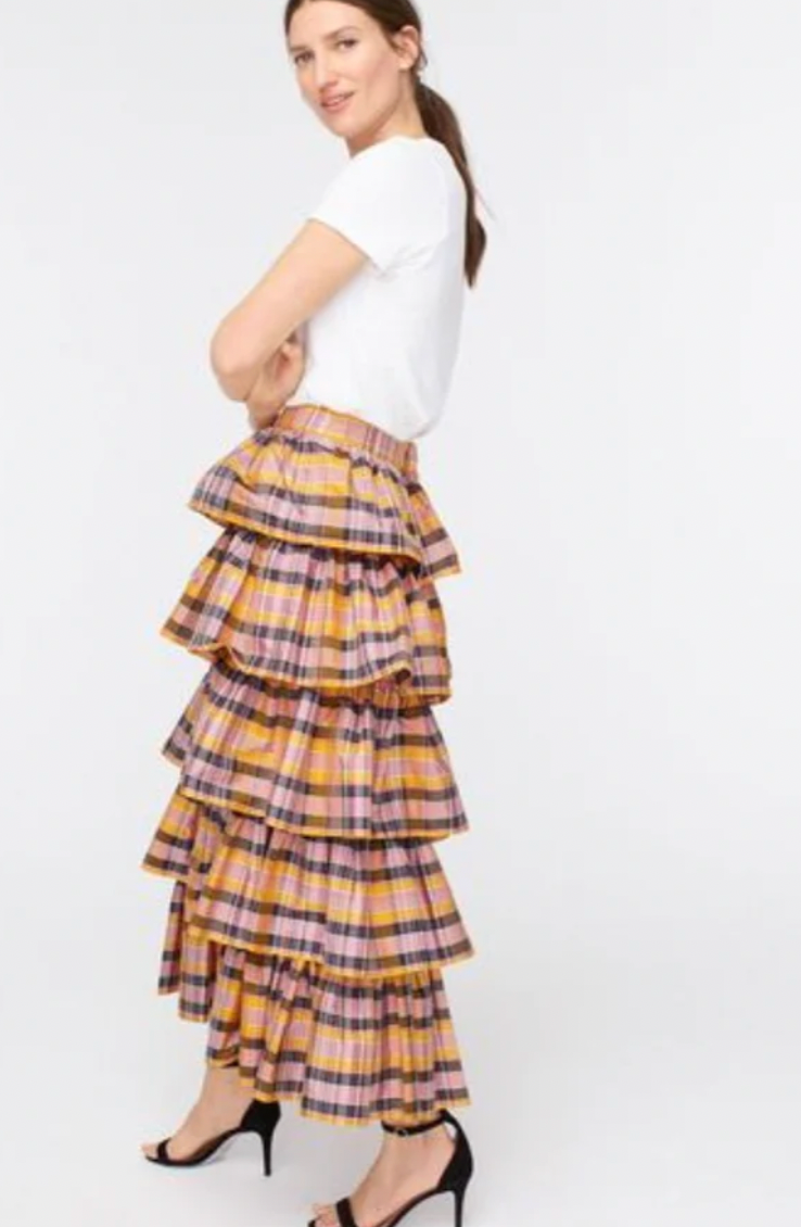 Limited-edition Ruffle Maxi Skirt In Plaid