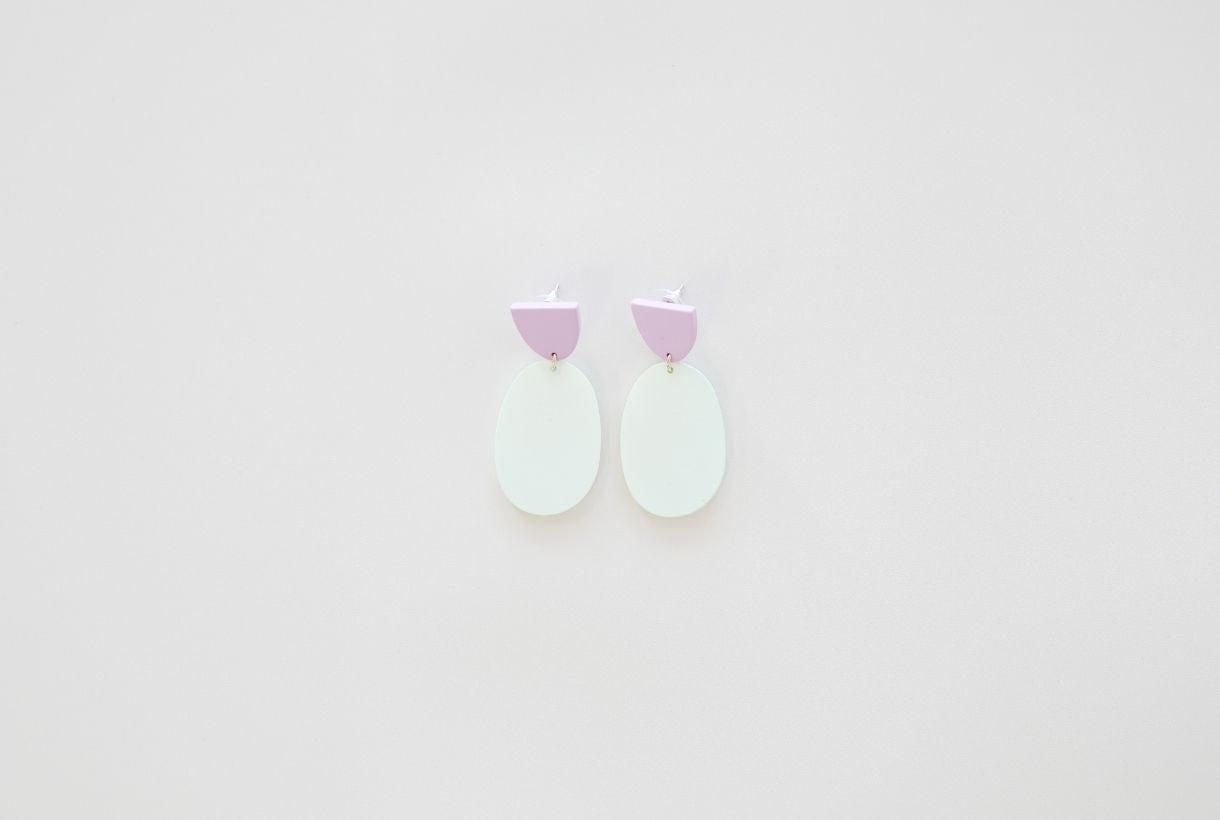 Mint & Purple Graphic Statement Earrings